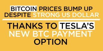                                              Bitcoin Prices Bump Up Despite Strong US Dollar––Thanks to Tesla’s New BTC Payment Option
                                         