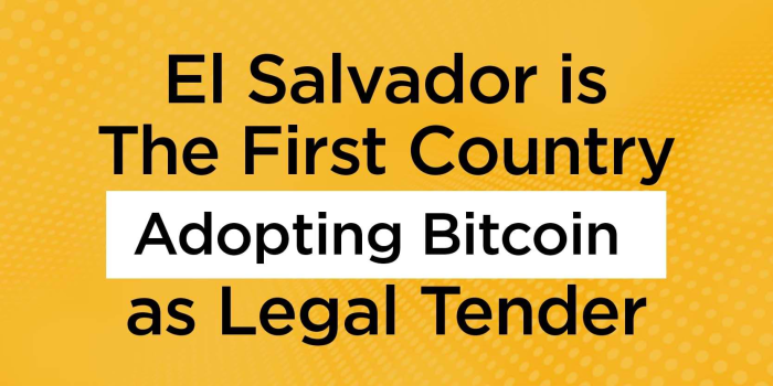                                         El Salvador is The First Country Adopting Bitcoin as Legal Tender
                                     