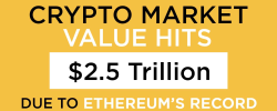                                                              Crypto Market Value Hits $2.5 Trillion Due to Ethereum’s Record
                                                         